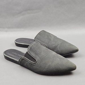 Jenni Kayne Mules Womens Size 6 Black Oiled Leather Pointed Toe Slip On Shoes